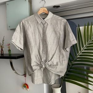 Rag & bone linen cotton tied front button up S